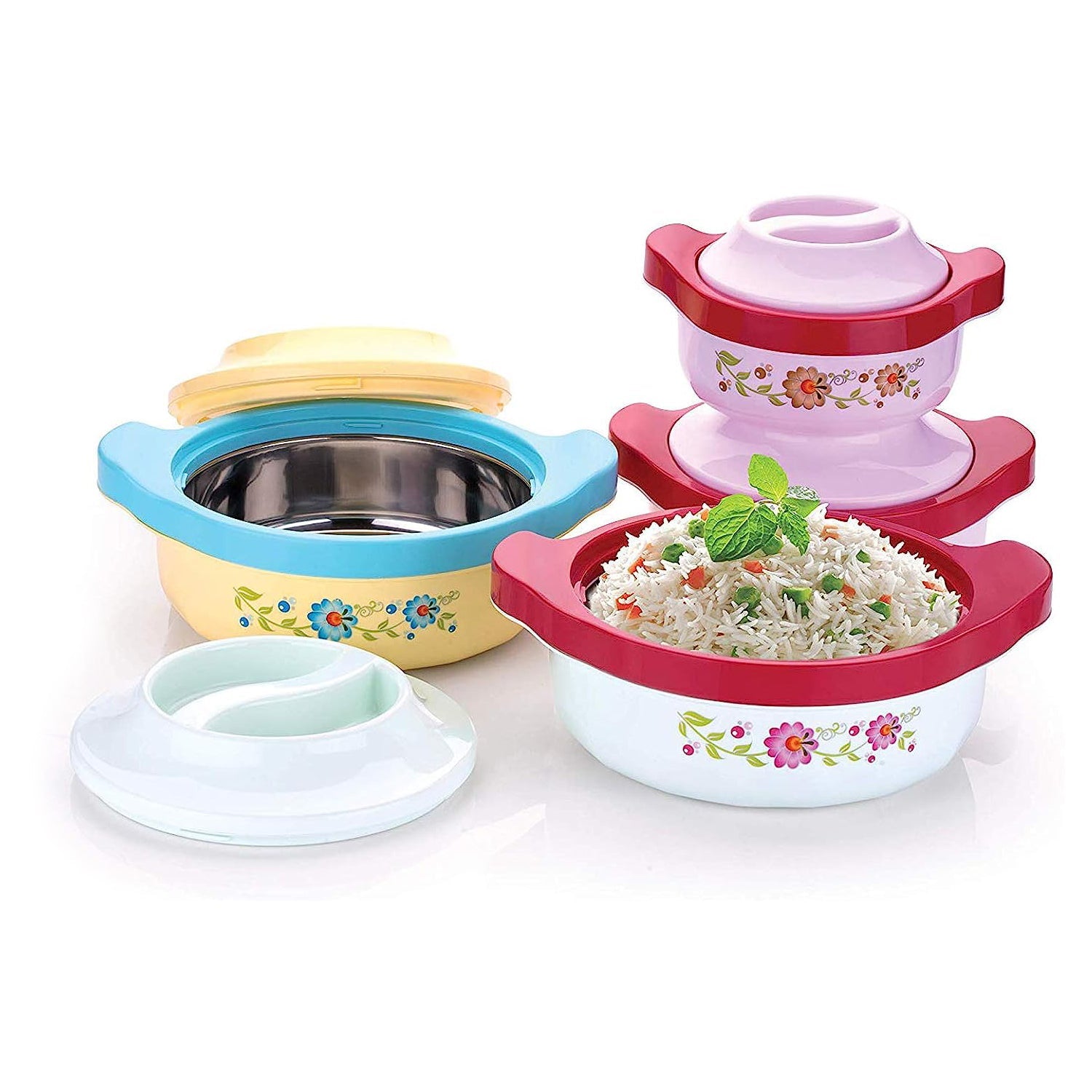 5230 Casserole Set of 3 Premium Casserole Big Size Microwave Safe 3 Pcs Set Floral Print Serve Casserole Set- 800ML,1500 ML and 2500ML DeoDap 5230 Casserole Set of 3 Premium Casserole Big Size Microwave Safe 3 Pcs Set Floral Print Serve Casserole Set- 800ML,1500 ML and 2500ML DeoDap